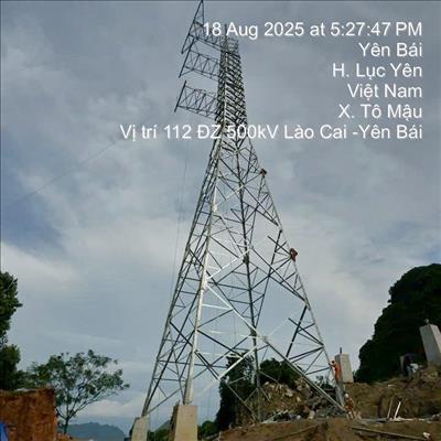 Niềm vui cất nóc vị trí 112 - dấu ấn của Đội Truyền tải điện Tây Bắc 2 trên công trường Dự án đường dây 500kV Lào Cai – Vĩnh Yên