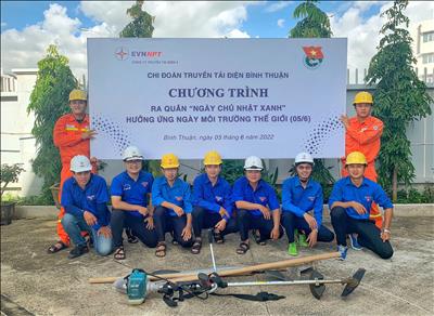 Chi đoàn Truyền tải điện Bình Thuận ra quân “Ngày chủ nhật xanh” hưởng ứng ngày Môi trường thế giới năm 2022.