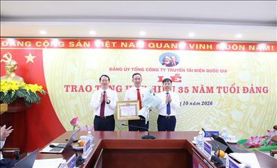 Đảng ủy EVNNPT trao tặng Huy hiệu 35 năm tuổi Đảng cho đồng chí Trần Đăng Khoa