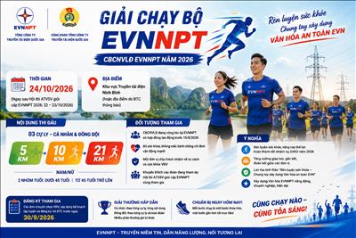 EVNNPT tổ chức Giải chạy bộ cán bộ, công nhân viên, lao động năm 2026