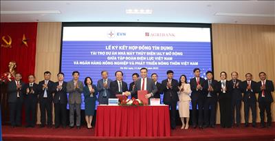 Tập đoàn Điện lực Việt Nam (EVN) và Ngân hàng Nông nghiệp và Phát triển Nông thôn Việt Nam (Agribank) ký kết hợp đồng tín dụng tài trợ dự án Nhà máy thuỷ điện Ialy mở rộng