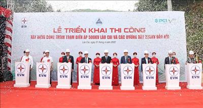 Triển khai thi công xây dựng công trình Trạm biến áp 500 kV Lào Cai và các đường dây 220 kV đấu nối