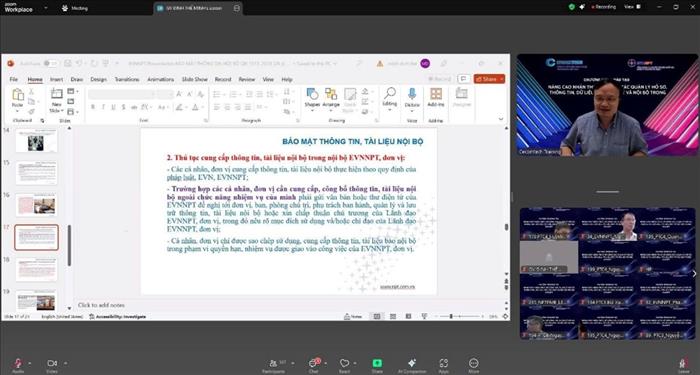Nâng cao nhận thức công tác quản lý hồ sơ, thông tin, dữ liệu, tài liệu mật và nội bộ trong EVNNPT