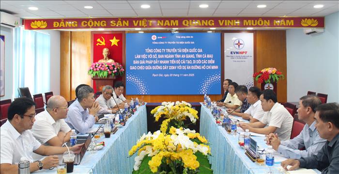 EVNNPT phối hợp sở, ban ngành tỉnh An Giang và Cà Mau đẩy nhanh xử lý các giao chéo 220kV với dự án đường Hồ Chí Minh