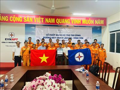 Công ty Truyền tải điện 4 xuất quân hỗ trợ thi công Dự án đường dây 500kV Lào Cai - Vĩnh Yên