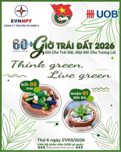 Hưởng ứng Chiến dịch Giờ Trái đất năm 2026 với thông điệp “Một giờ cho Trái đất – Một đời cho tương lai”