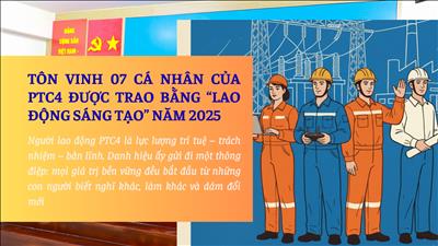 7 cá nhân của PTC4 được trao bằng “Lao động sáng tạo” năm 2025: Khẳng định sức sáng tạo và tinh thần tiên phong của người Truyền tải điện